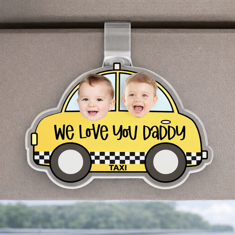 Baby's Smile On The Go - Custom Photo Car Visor Clip For Papa Baby's Smile On The Go - Custom Photo Car Visor Clip For Papa