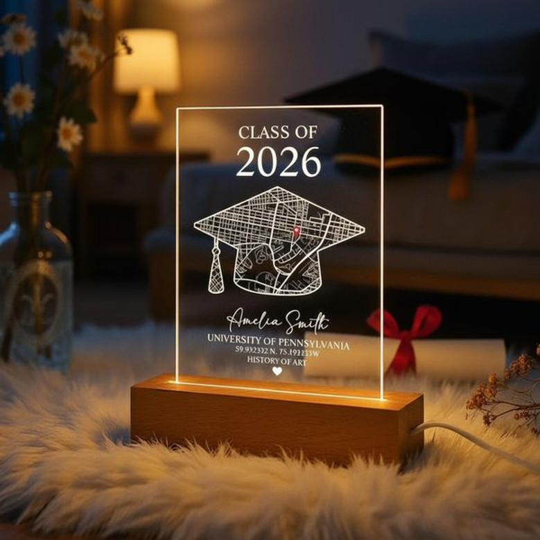 Celebrate Her 2026 Grad with a Custom Campus Map LED Night Light