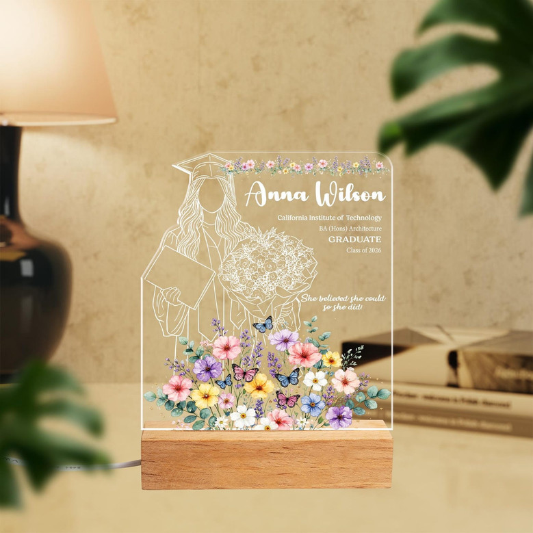 Celebrate Her 2026 Success Custom Name LED Night Light Gift