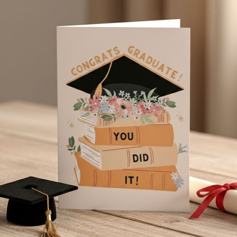 Celebrate Success with a Cute Graduation Cap Greeting Card