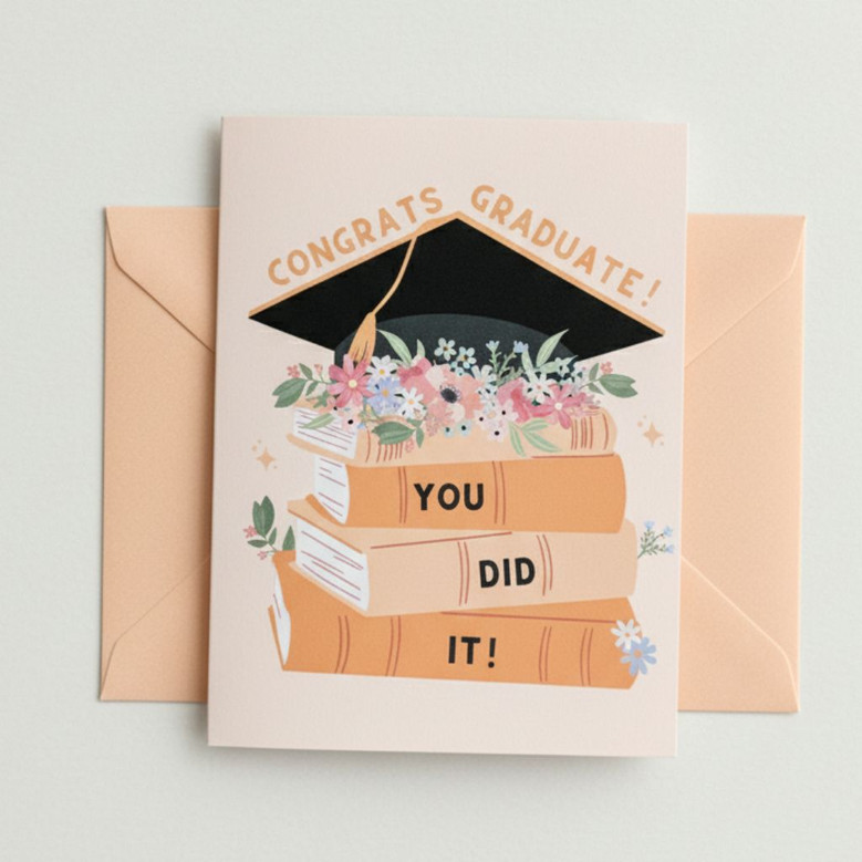 Celebrate Success with a Cute Graduation Cap Greeting Card