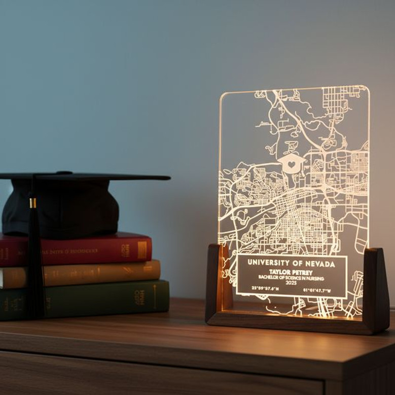 Commemorate Their PhD Journey Custom School Map LED Night Light