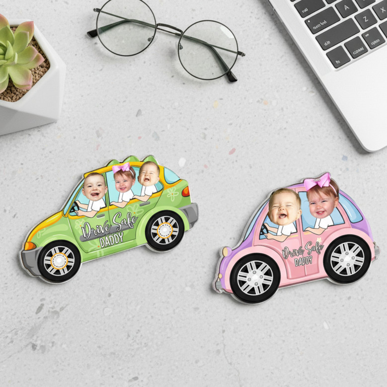 Custom Car Visor Clip - Kids Photo Drive Safe Gift for Dad