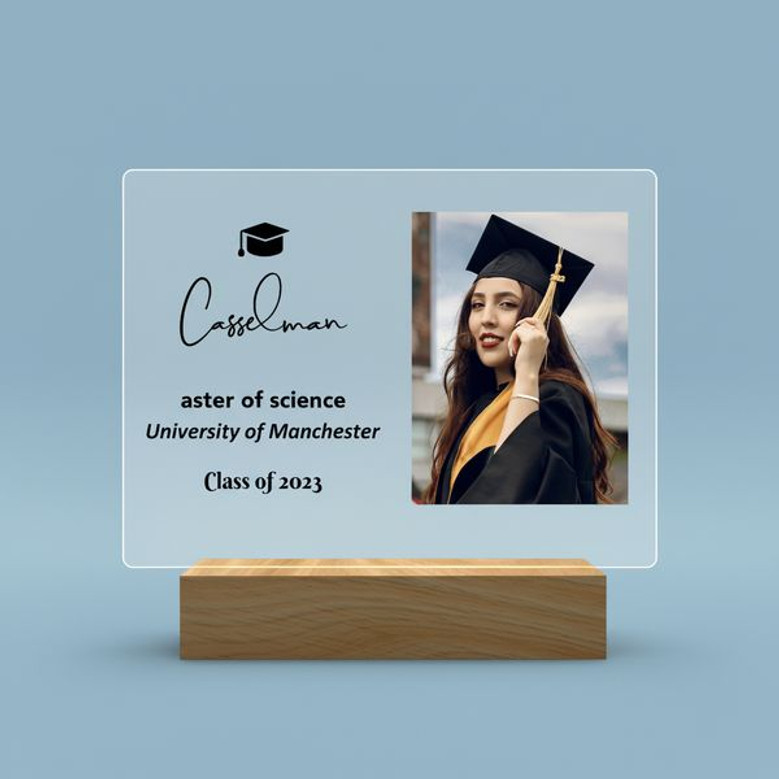Custom Class of 2026 Photo LED Night Light PhD Graduation Gift