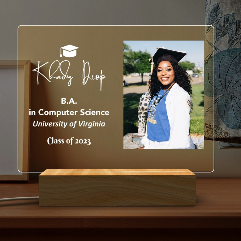 Custom Class of 2026 Photo LED Night Light PhD Graduation Gift