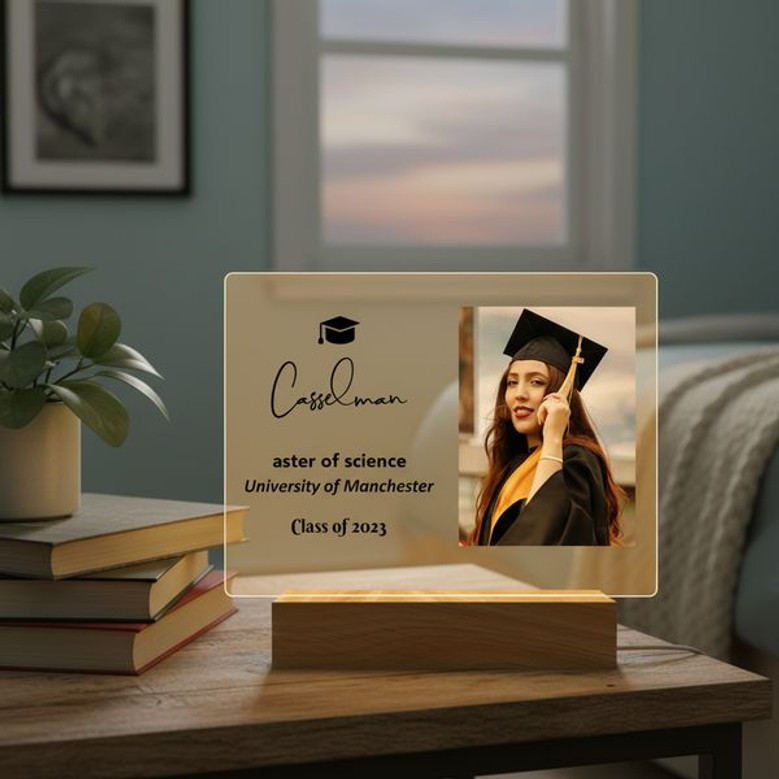 Custom Class of 2026 Photo LED Night Light PhD Graduation Gift