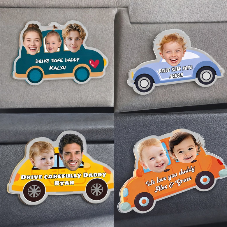 Custom Kids Photo Car Visor Clip - Drive Safe Gift for Daddy