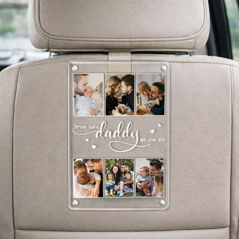 Drive Safe Dad - Custom Photo Collage Car Visor Clip Gift
