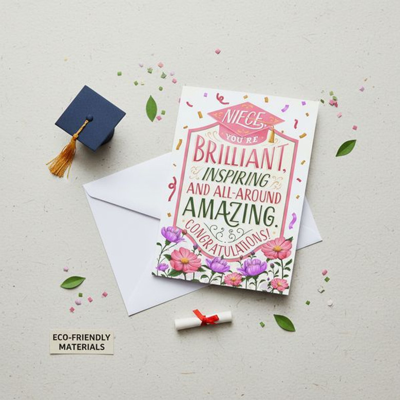 Eco Friendly Niece Graduation Greeting Card Made in USA Milestone