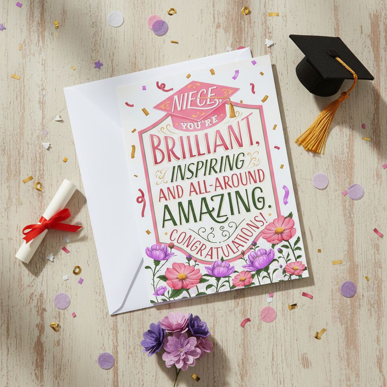Eco Friendly Niece Graduation Greeting Card Made in USA Milestone