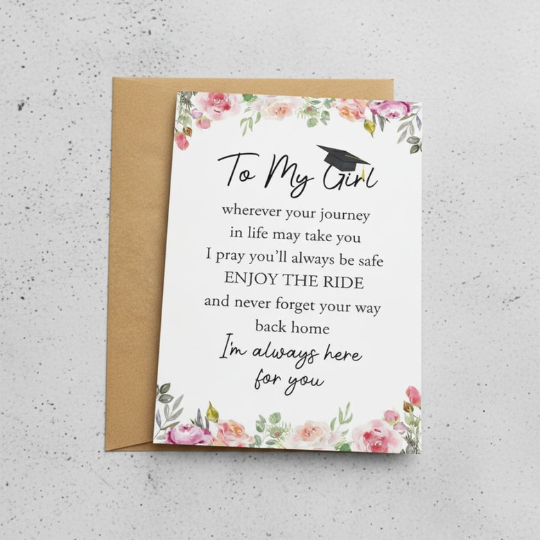 Floral Daughter Graduation Greeting Card from Mom and Dad