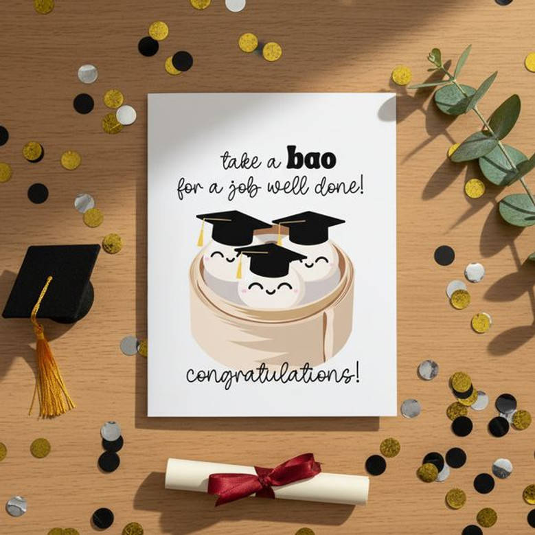 Funny Bao Pun Greeting Card for Class of 2026 Graduates
