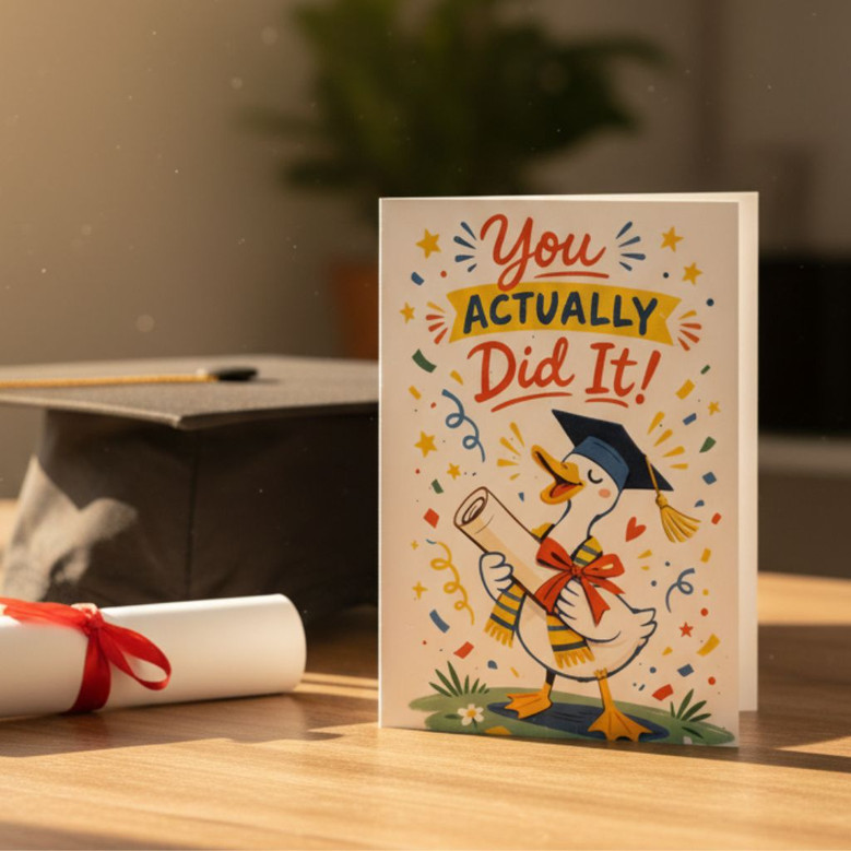 Funny Duck Greeting Card You Actually Did It Graduation Gift