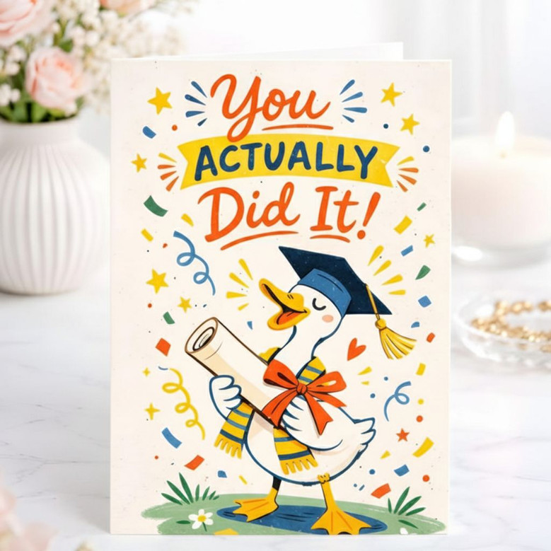 Funny Duck Greeting Card You Actually Did It Graduation Gift