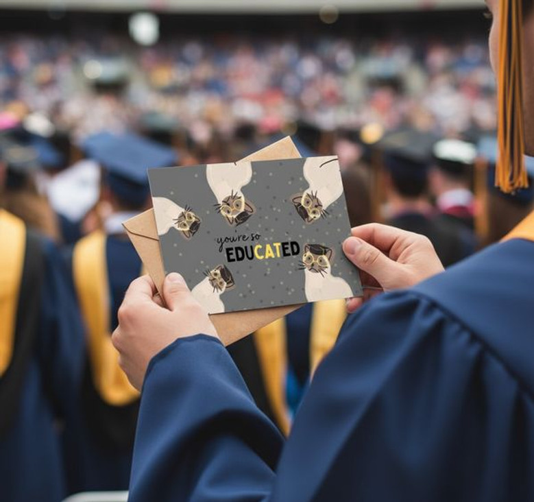 Funny Feline Greeting Card for the Proud Cat Loving Graduate