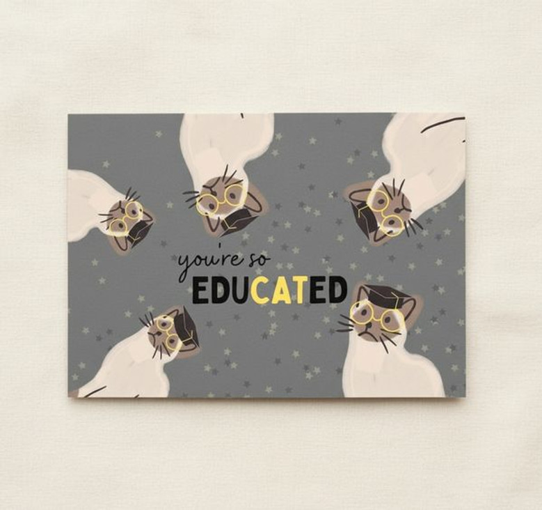 Funny Feline Greeting Card for the Proud Cat Loving Graduate