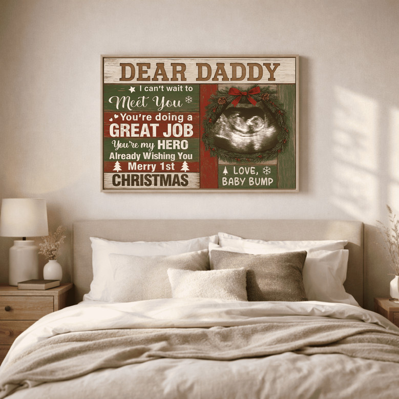 Heartfelt Dad Ultrasound Canvas - Coastal Farmhouse Father's Day Gift Heartfelt Dad Ultrasound Canvas - Coastal Farmhouse Father's Day Gift