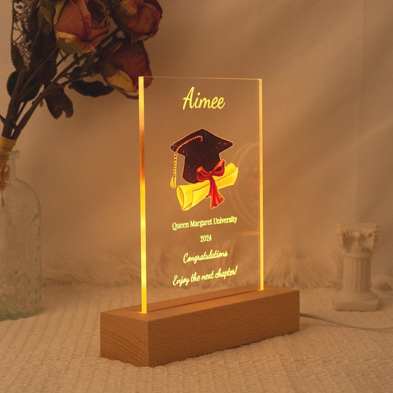 Illuminate Class of 2026 Success Custom Wood LED Night Light Gift