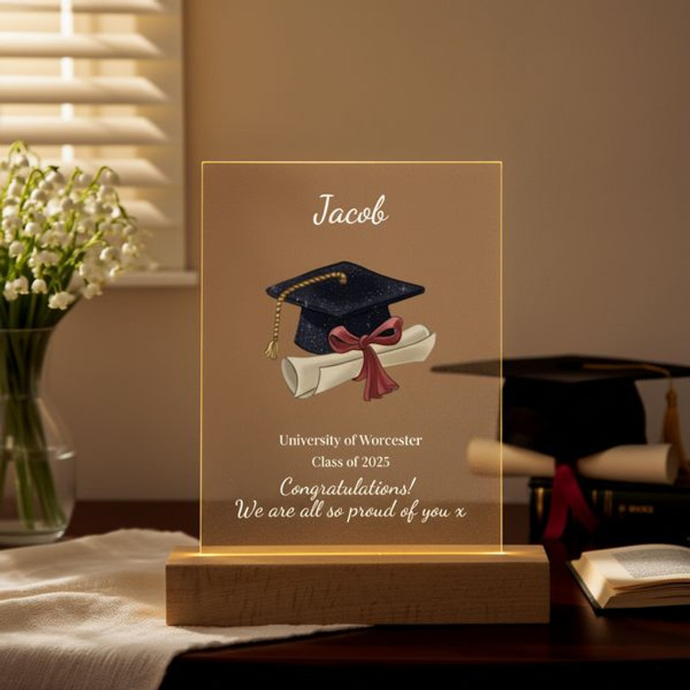 Illuminate Class of 2026 Success Custom Wood LED Night Light Gift