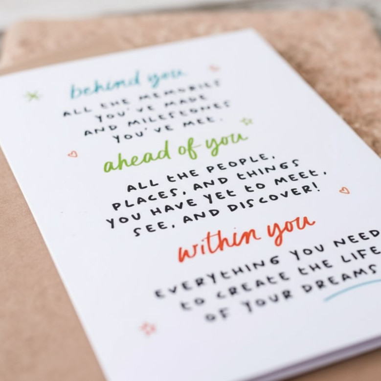 Inspiring Behind Ahead Within Graduation Greeting Card