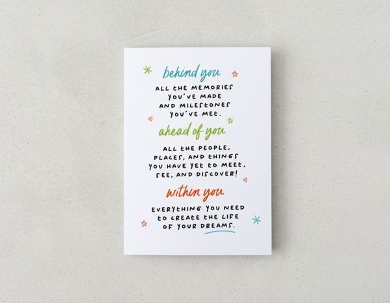 Inspiring Behind Ahead Within Graduation Greeting Card