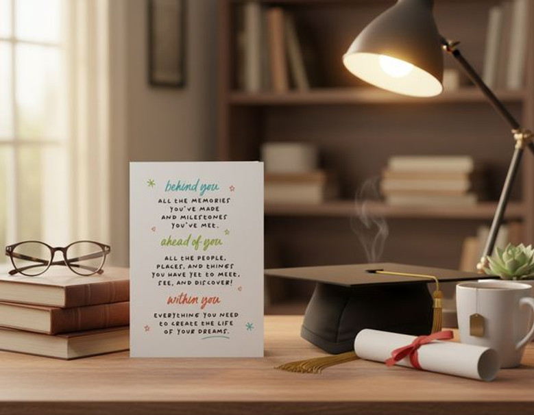 Inspiring Behind Ahead Within Graduation Greeting Card