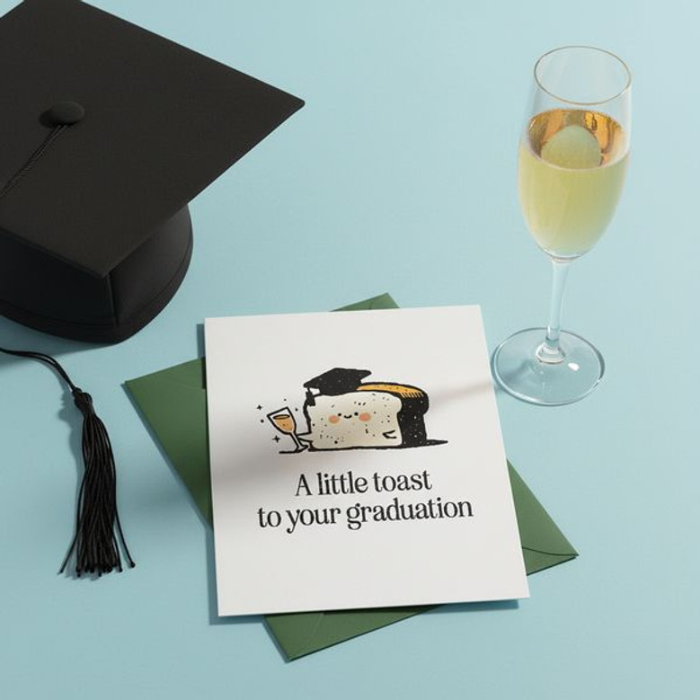 Kawaii Toast Pun Greeting Card A Sweet Way to Say Congrats
