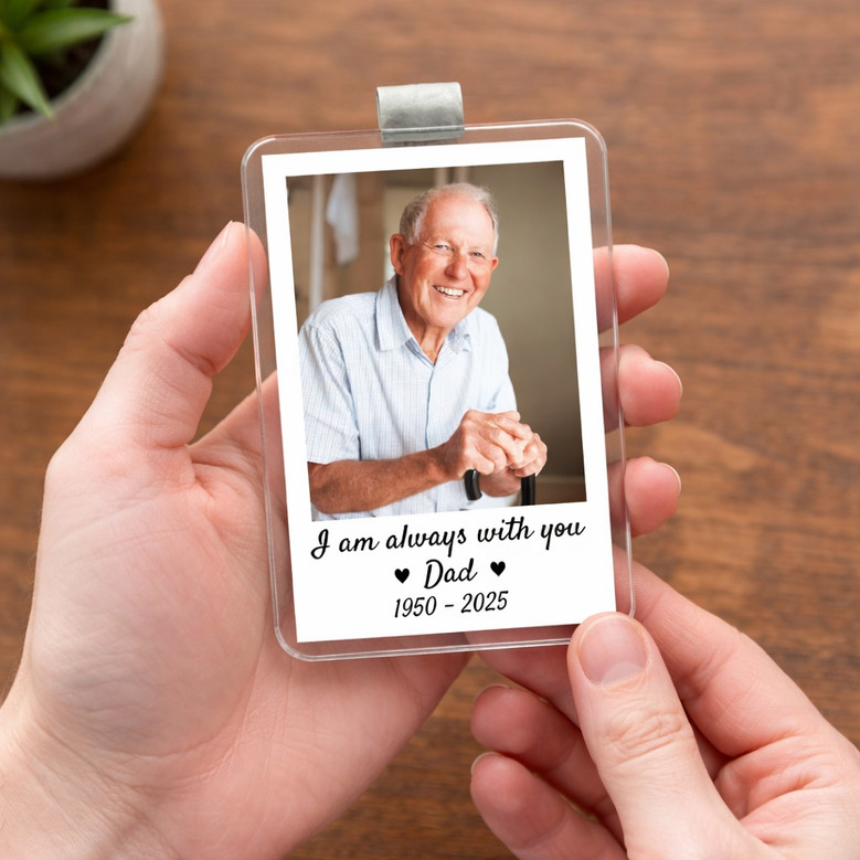 Keep Dad Close - Personalized Photo Car Visor Clip Memorial Gift
