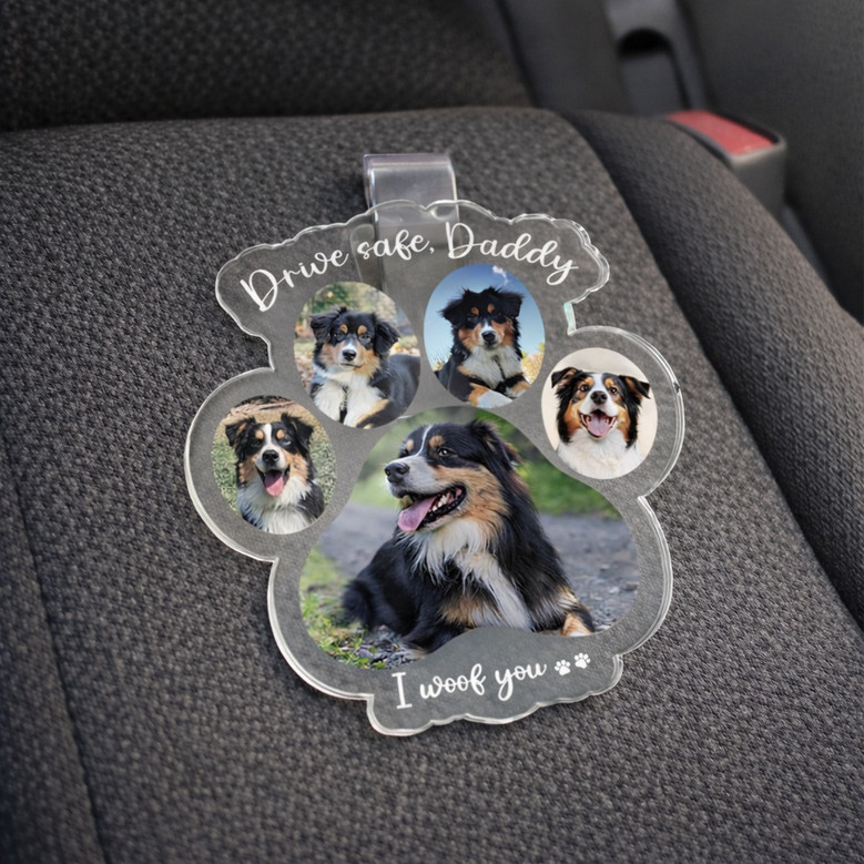Paws On The Road - Custom Car Visor Clip Gift For Dog Dads Paws On The Road - Custom Car Visor Clip Gift For Dog Dads