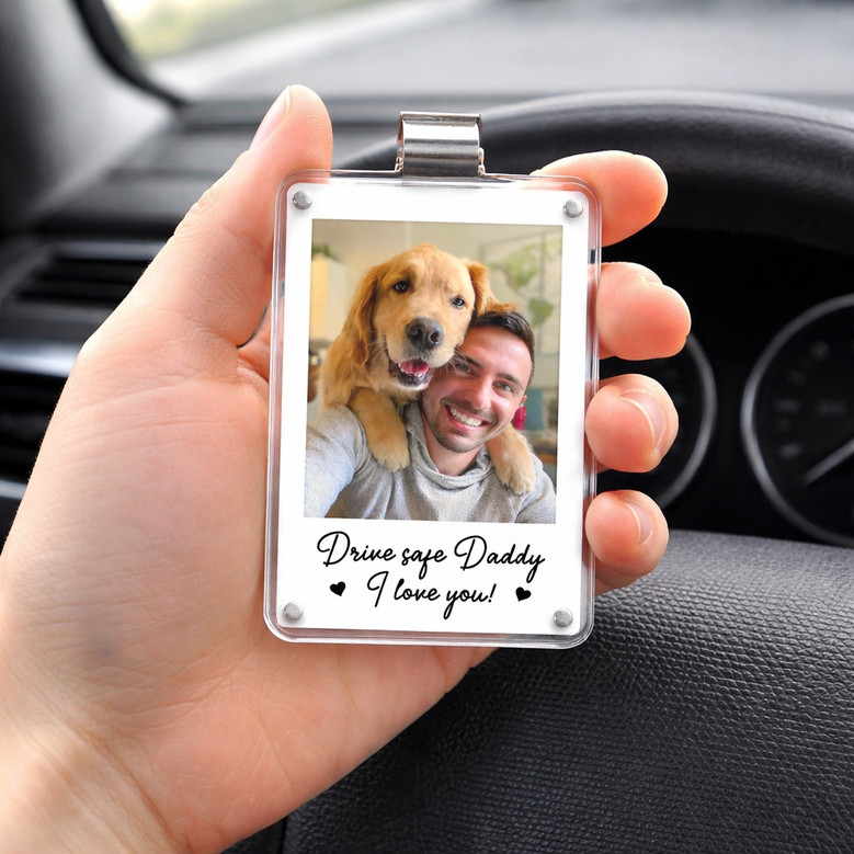 Personalized Dog Dad Photo Car Visor Clip - Drive Safe Gift For Him
