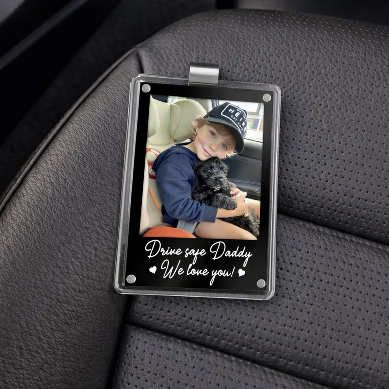 Personalized Dog Dad Photo Car Visor Clip - Drive Safe Gift For Him