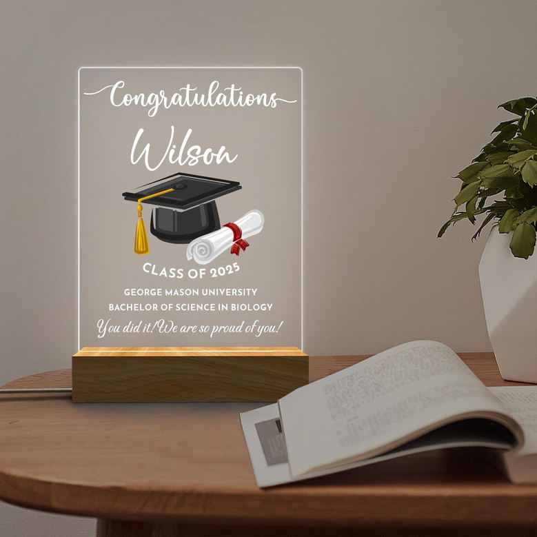 Personalized Grad Name LED Night Light Custom Acrylic Plaque Gift