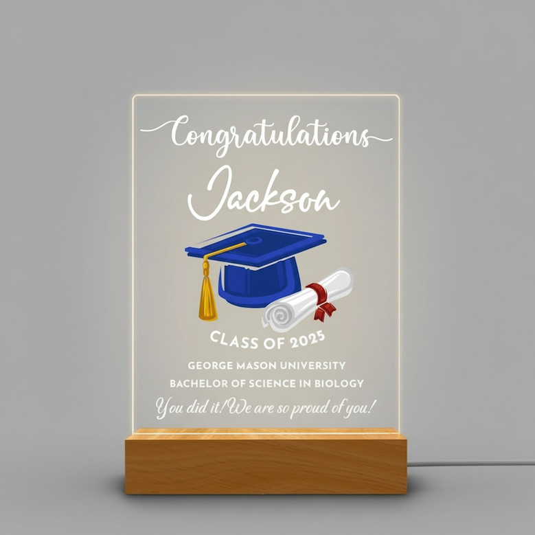 Personalized Grad Name LED Night Light Custom Acrylic Plaque Gift