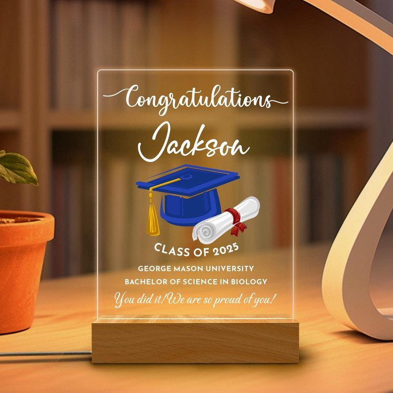 Personalized Grad Name LED Night Light Custom Acrylic Plaque Gift