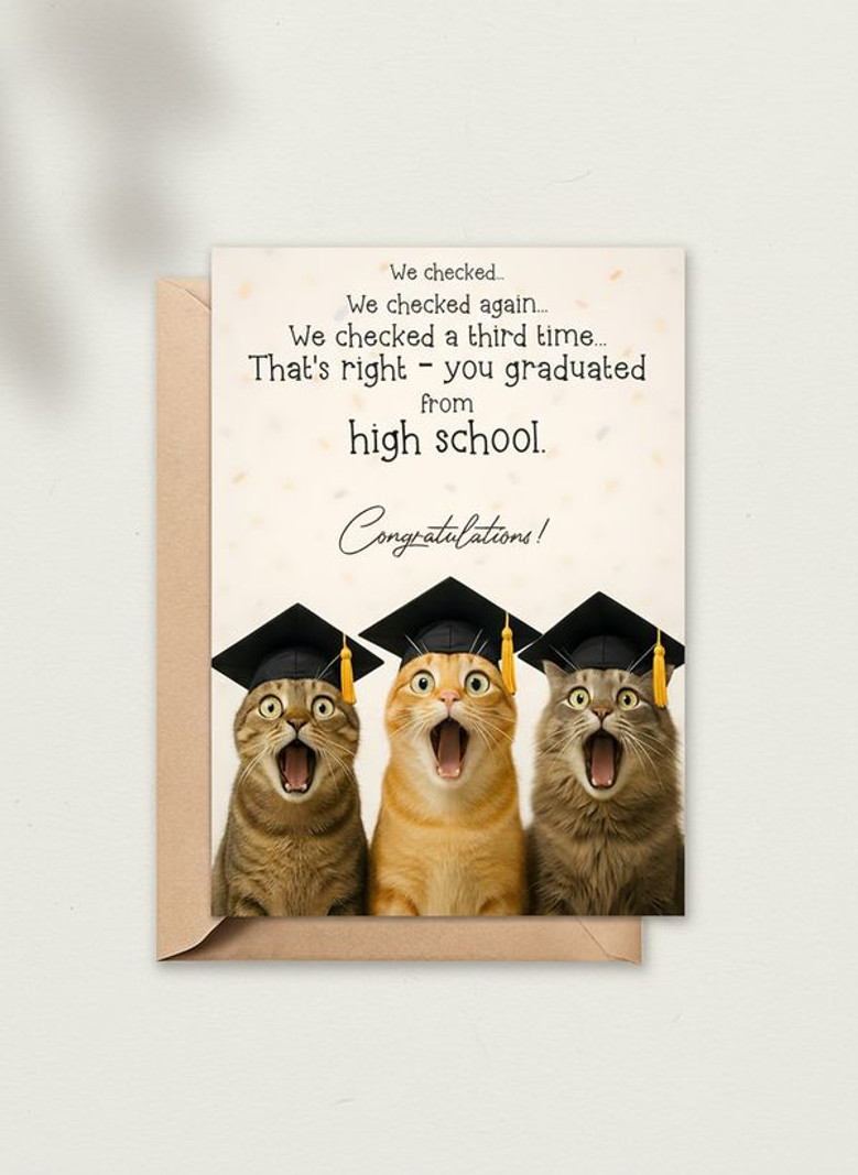 Purrfectly Funny Cat Greeting Card for High School Grads