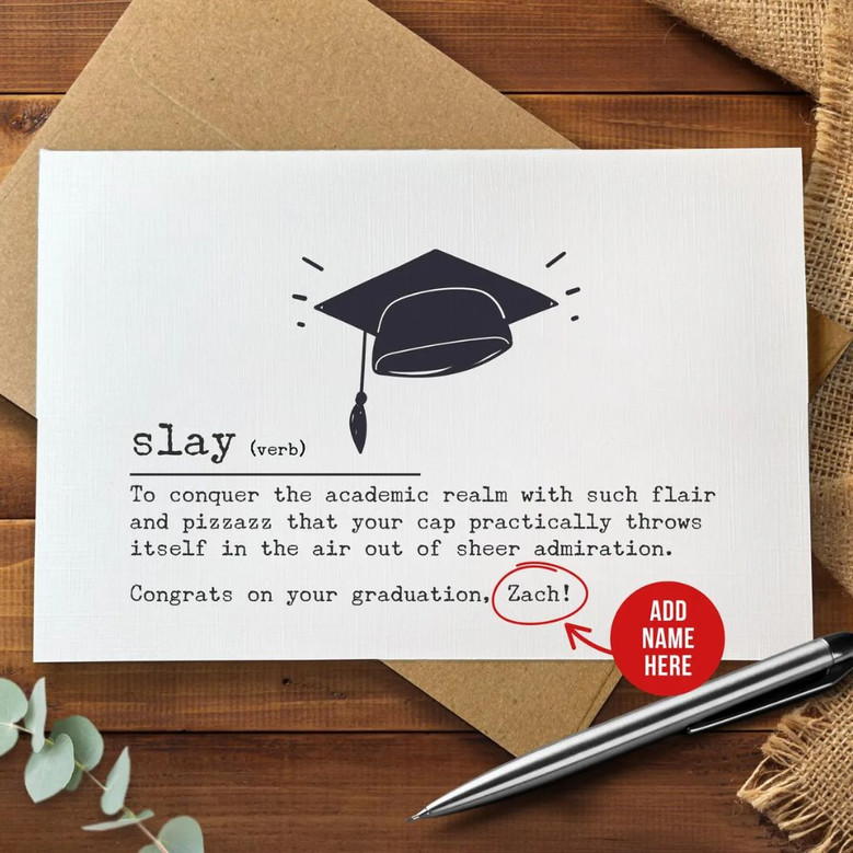 Slay Definition Greeting Card Funny Custom Grad Gift