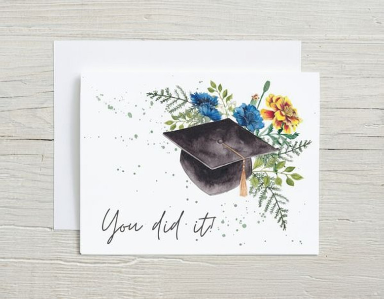 Watercolor Floral You Did It Graduation Greeting Card