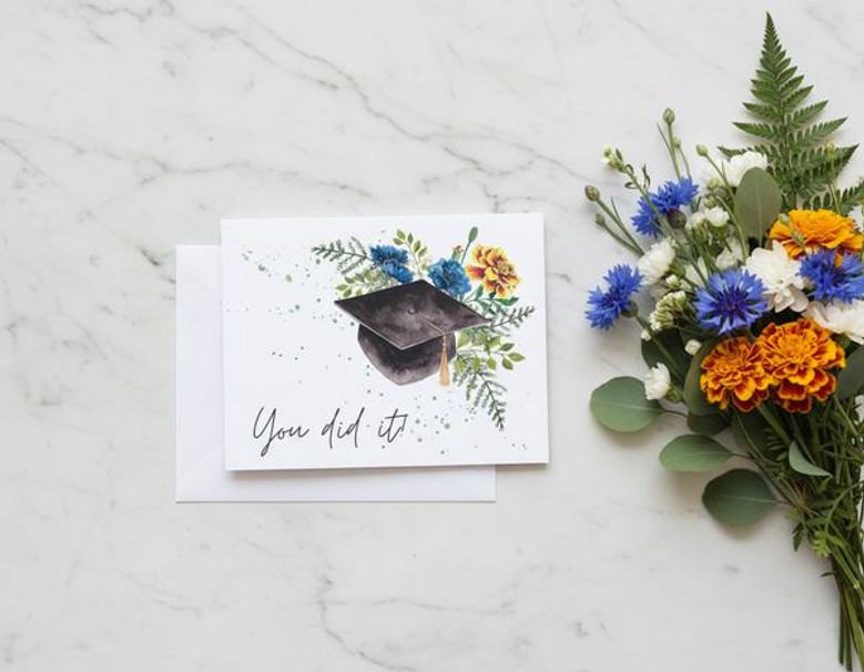 Watercolor Floral You Did It Graduation Greeting Card