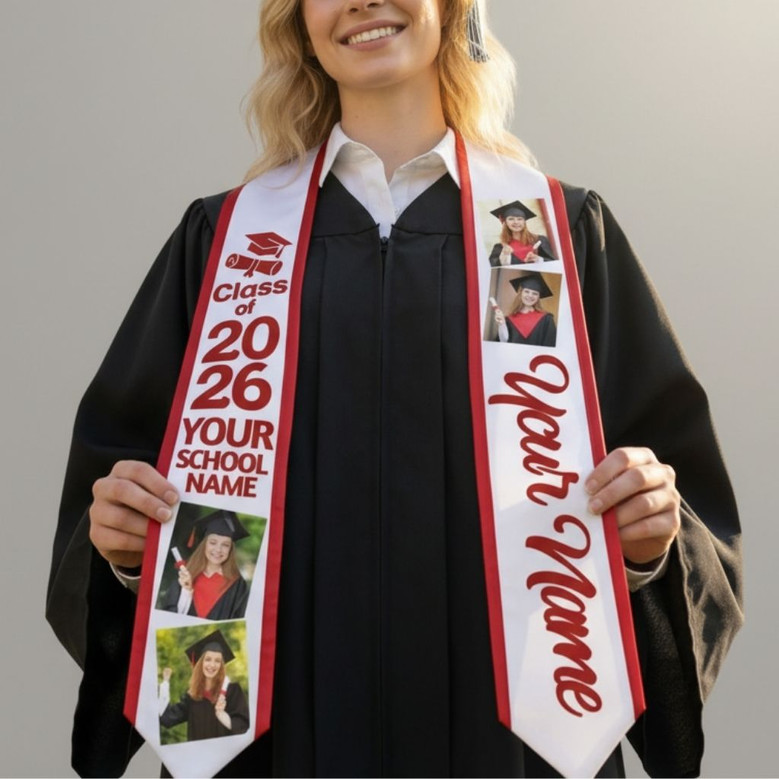 2026 Grad Memories Personalized Photo Graduation Stool Gift