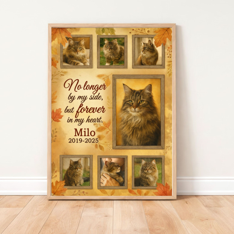 Autumn Theme Cat Remembrance Custom Canvas - Pet Loss Gift Autumn Theme Cat Remembrance Custom Canvas - Pet Loss Gift