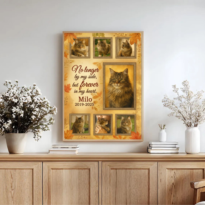 Autumn Theme Cat Remembrance Custom Canvas - Pet Loss Gift Autumn Theme Cat Remembrance Custom Canvas - Pet Loss Gift