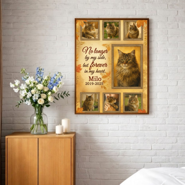 Autumn Theme Cat Remembrance Custom Canvas - Pet Loss Gift Autumn Theme Cat Remembrance Custom Canvas - Pet Loss Gift