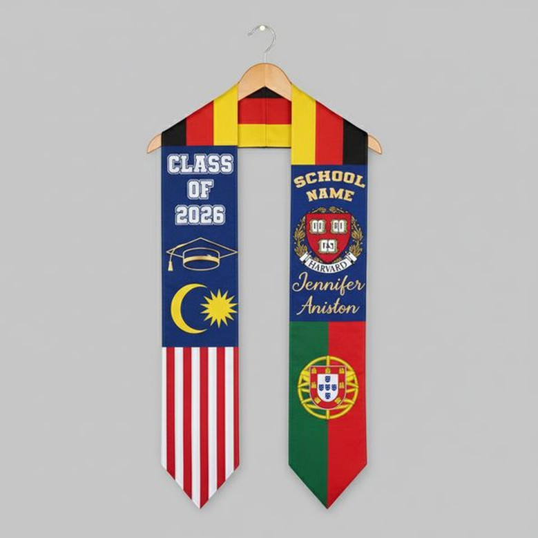 Celebrate Heritage Custom 3 Flag Graduation Stool 2026 Sash
