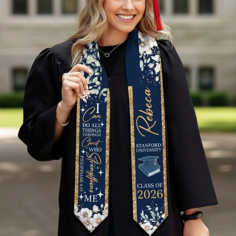 Faith and Flowers 2026 Christian Graduation Stool Sash