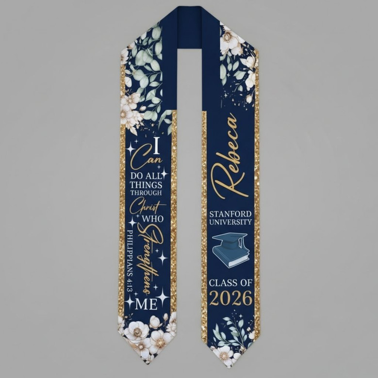 Faith and Flowers 2026 Christian Graduation Stool Sash