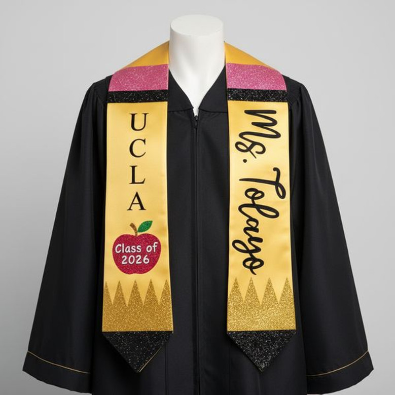 Honoring Educators 2026 Apple Pencil Graduation Stool Sash