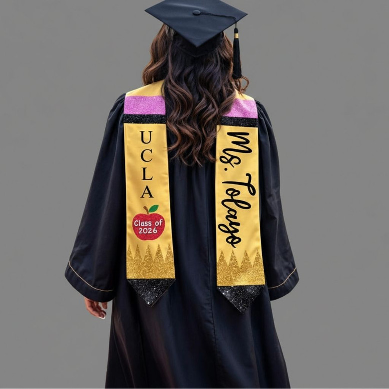 Honoring Educators 2026 Apple Pencil Graduation Stool Sash