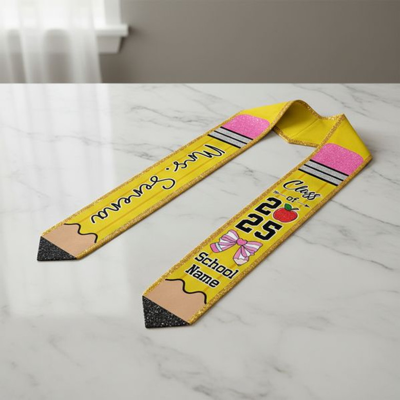 Honoring Educators Pencil Theme 2025 Graduation Stool Sash