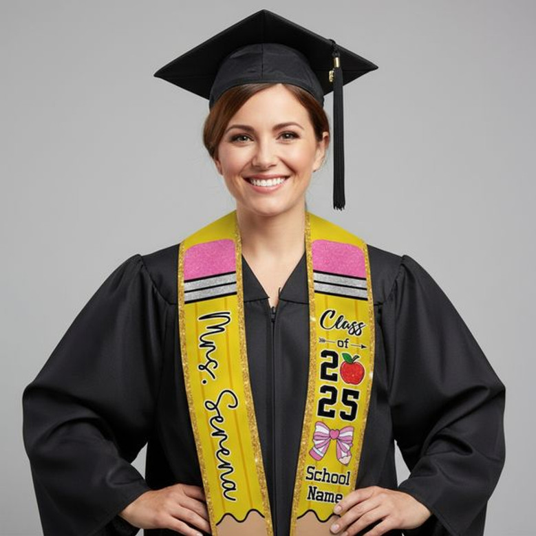 Honoring Educators Pencil Theme 2025 Graduation Stool Sash