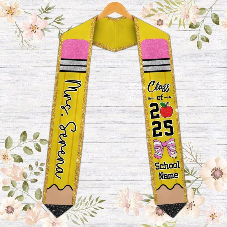 Honoring Educators Pencil Theme 2025 Graduation Stool Sash